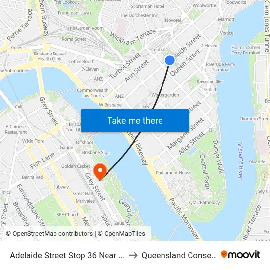 Adelaide Street Stop 36 Near Anzac Square to Queensland Conservatorium map