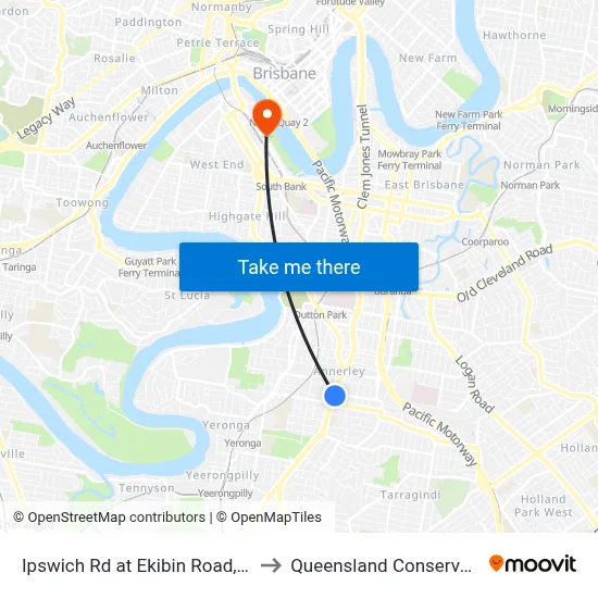 Ipswich Rd at Ekibin Road, Stop 23 to Queensland Conservatorium map