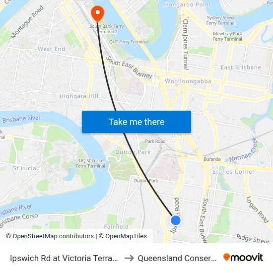 Ipswich Rd at Victoria Terrace, Stop 17 to Queensland Conservatorium map
