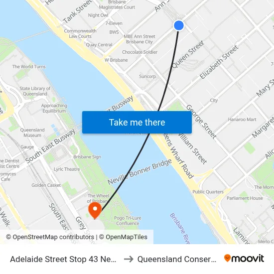 Adelaide Street Stop 43 Near City Hall to Queensland Conservatorium map