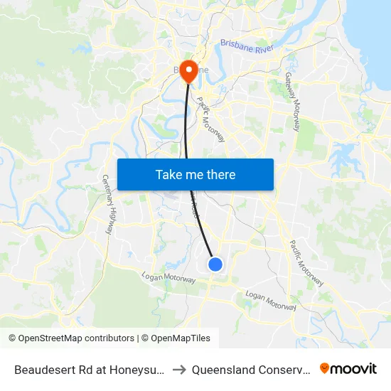 Beaudesert Rd at Honeysuckle Way to Queensland Conservatorium map