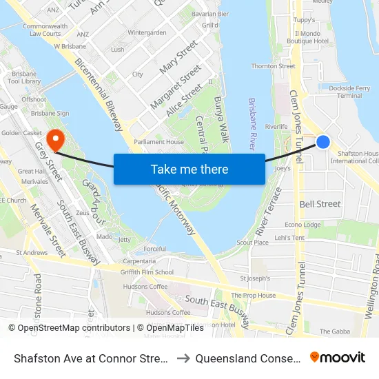 Shafston Ave at Connor Street, Stop 10/6 to Queensland Conservatorium map