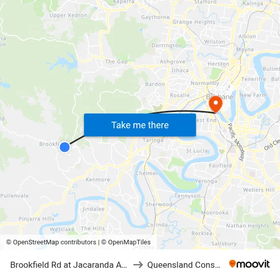 Brookfield Rd at Jacaranda Avenue, Stop 43 to Queensland Conservatorium map