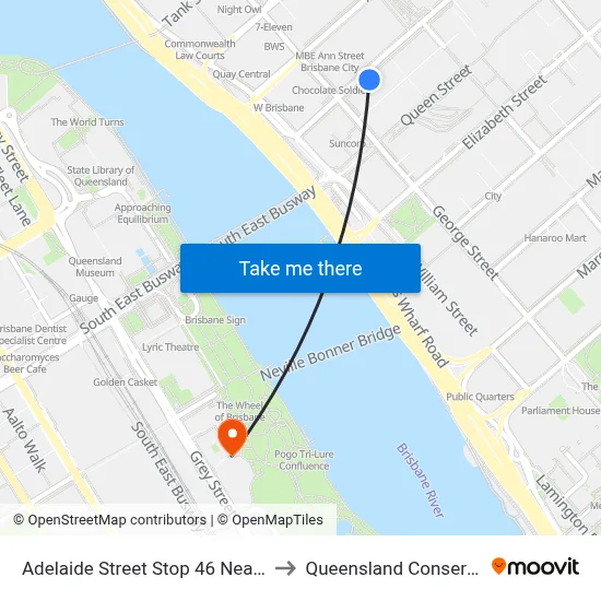 Adelaide Street Stop 46 Near George St to Queensland Conservatorium map
