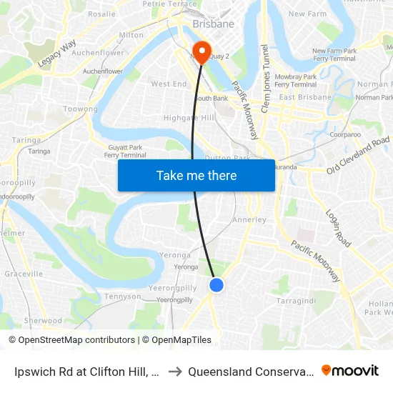 Ipswich Rd at Clifton Hill, Stop 28 to Queensland Conservatorium map