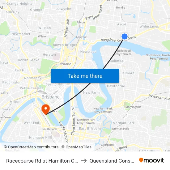 Racecourse Rd at Hamilton Central, Stop 20 to Queensland Conservatorium map