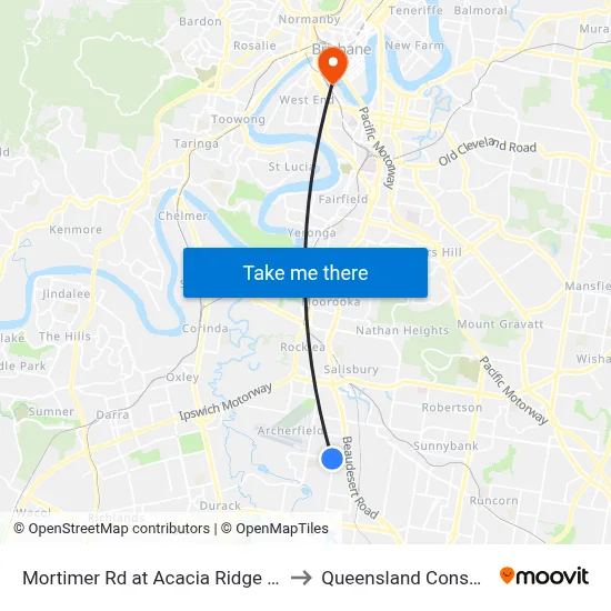 Mortimer Rd at Acacia Ridge North, Stop 59 to Queensland Conservatorium map