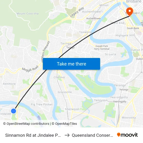 Sinnamon Rd at Jindalee Park 'N' Ride to Queensland Conservatorium map