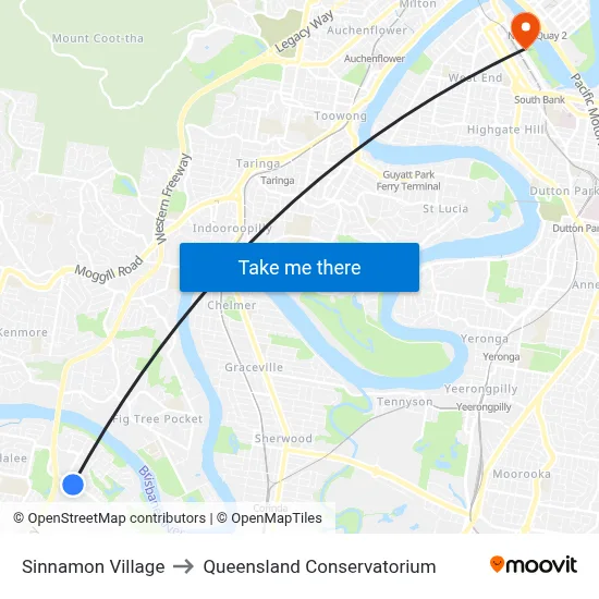 Sinnamon Village to Queensland Conservatorium map