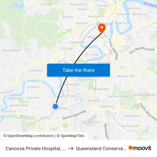 Canossa Private Hospital, Stop 70 to Queensland Conservatorium map