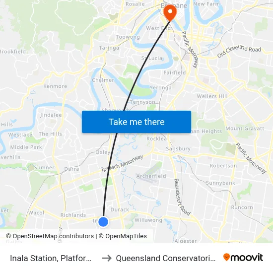 Inala Station, Platform D to Queensland Conservatorium map