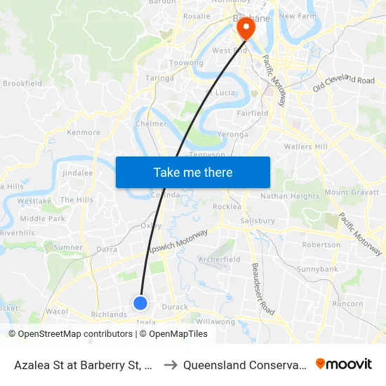 Azalea St at Barberry St, Stop 65 to Queensland Conservatorium map