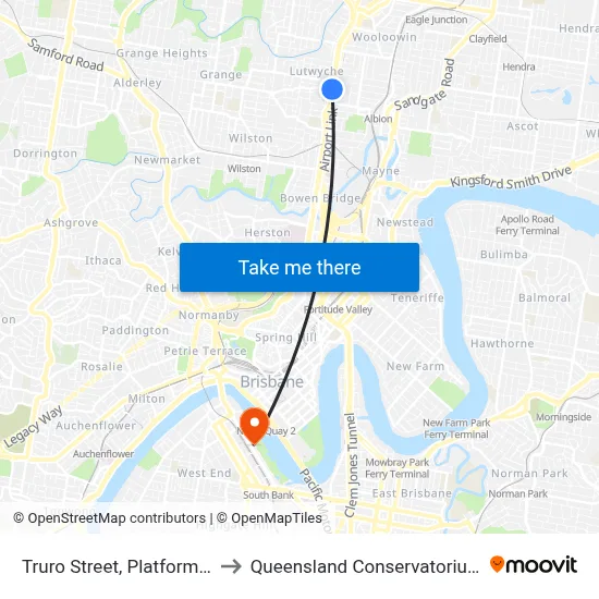 Truro Street, Platform 1 to Queensland Conservatorium map