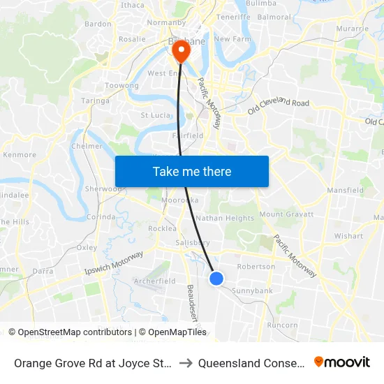Orange Grove Rd at Joyce Street, Stop 57 to Queensland Conservatorium map
