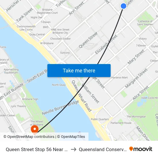 Queen Street Stop 56 Near Edward St to Queensland Conservatorium map