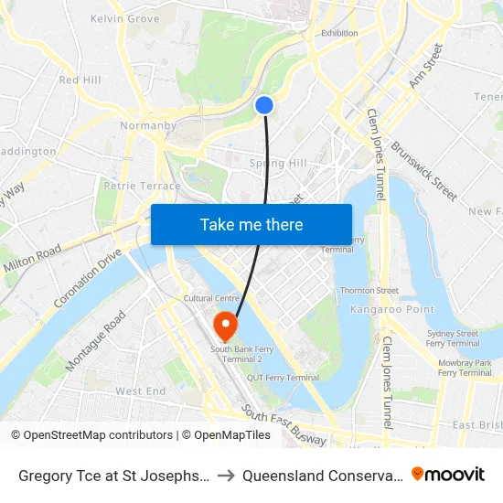 Gregory Tce at St Josephs, Stop 7 to Queensland Conservatorium map