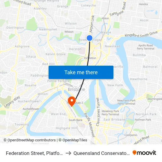 Federation Street, Platform 2 to Queensland Conservatorium map