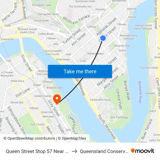 Queen Street Stop 57 Near Edward St to Queensland Conservatorium map