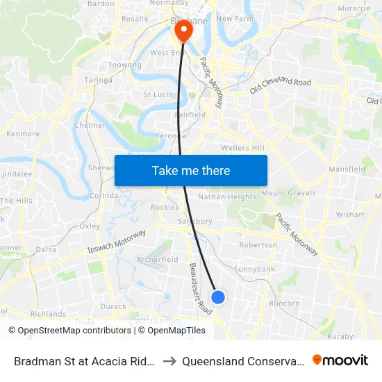 Bradman St at Acacia Ridge Tafe to Queensland Conservatorium map
