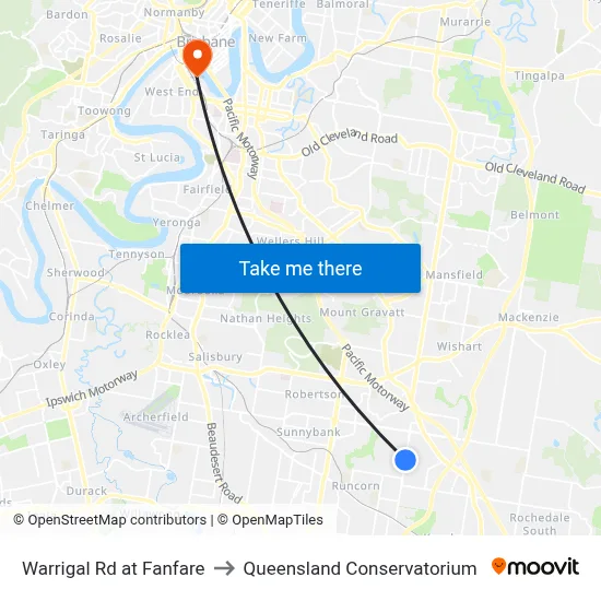 Warrigal Rd at Fanfare to Queensland Conservatorium map