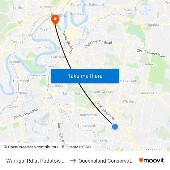 Warrigal Rd at Padstow Views to Queensland Conservatorium map