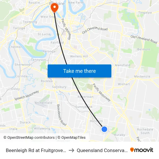 Beenleigh Rd at Fruitgrove Station to Queensland Conservatorium map