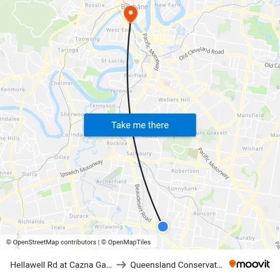 Hellawell Rd at Cazna Gardens to Queensland Conservatorium map