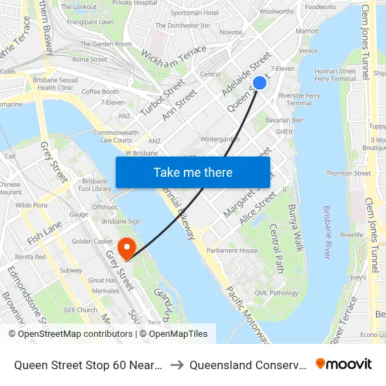 Queen Street Stop 60 Near Creek St to Queensland Conservatorium map