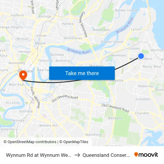 Wynnum Rd at Wynnum West, Stop 55 to Queensland Conservatorium map