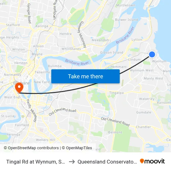 Tingal Rd at Wynnum, Stop 3 to Queensland Conservatorium map