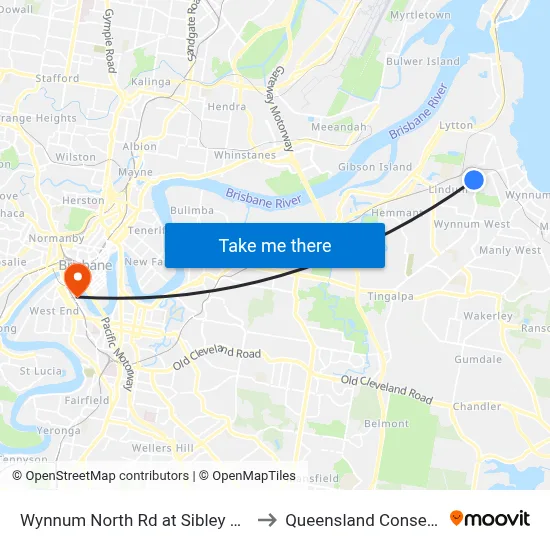 Wynnum North Rd at Sibley Road, Stop 38 to Queensland Conservatorium map