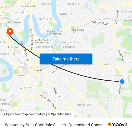 Winstanley St at Carindale Shops, Stop 49 to Queensland Conservatorium map