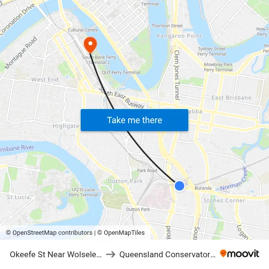 Okeefe St Near Wolseley St to Queensland Conservatorium map
