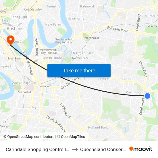 Carindale Shopping Centre Interchange to Queensland Conservatorium map