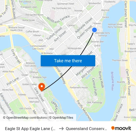 Eagle St App Eagle Lane (Stop 63) to Queensland Conservatorium map