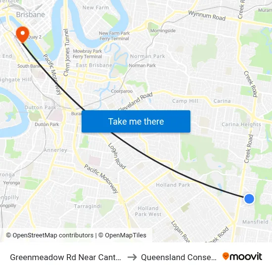 Greenmeadow Rd Near Canter St, Stop 63 to Queensland Conservatorium map