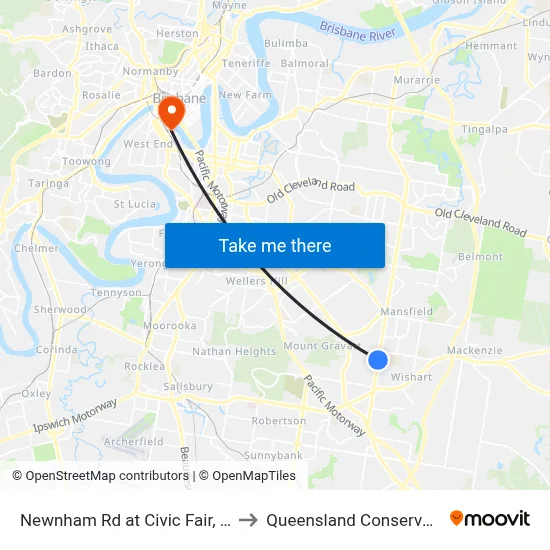 Newnham Rd at Civic Fair, Stop 73 to Queensland Conservatorium map