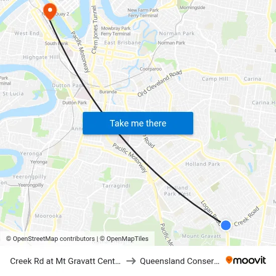Creek Rd at Mt Gravatt Central, Stop 38 to Queensland Conservatorium map