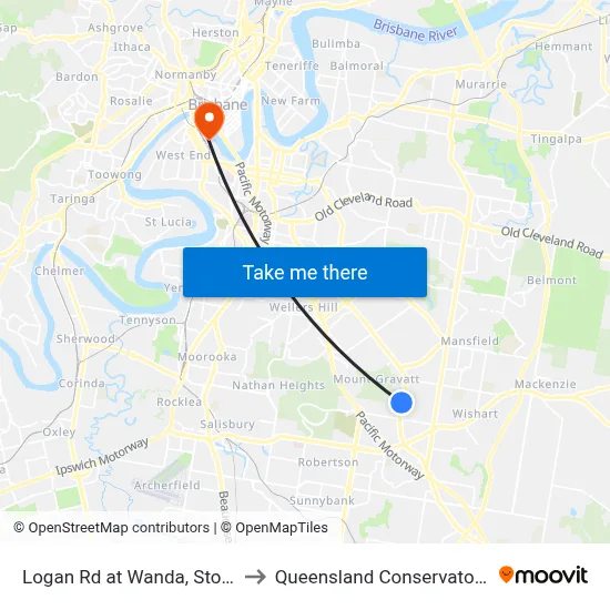 Logan Rd at Wanda, Stop 40 to Queensland Conservatorium map