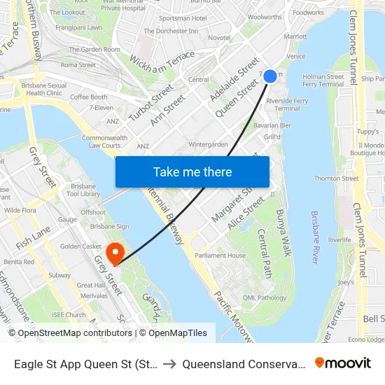 Eagle St App Queen St (Stop 65) to Queensland Conservatorium map