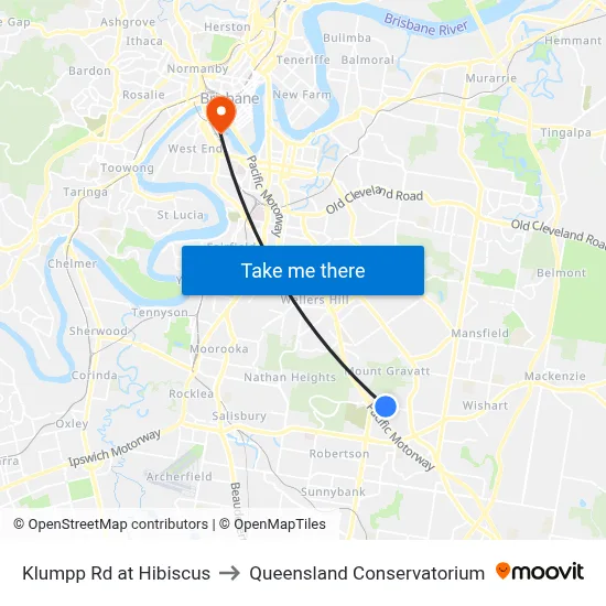 Klumpp Rd at Hibiscus to Queensland Conservatorium map