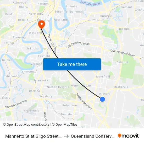 Mannetto St at Gilgo Street, Stop 82 to Queensland Conservatorium map