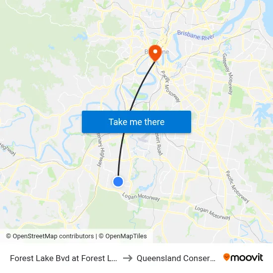 Forest Lake Bvd at Forest Lake Shops to Queensland Conservatorium map