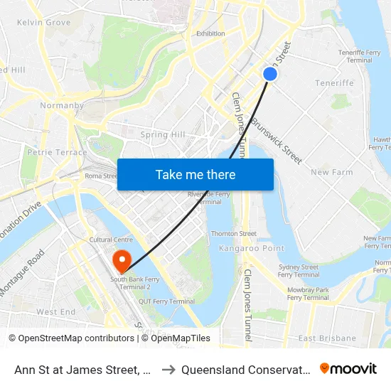 Ann St at James Street, Stop 6 to Queensland Conservatorium map