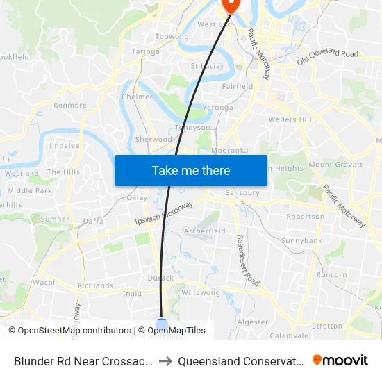 Blunder Rd Near Crossacres St to Queensland Conservatorium map