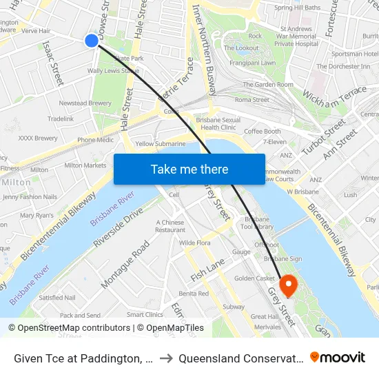Given Tce at Paddington, Stop 5 to Queensland Conservatorium map