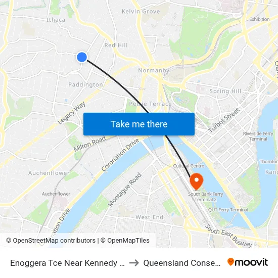 Enoggera Tce Near Kennedy Tce, Stop 10 to Queensland Conservatorium map