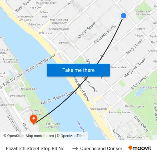 Elizabeth Street Stop 84 Near Edward St to Queensland Conservatorium map