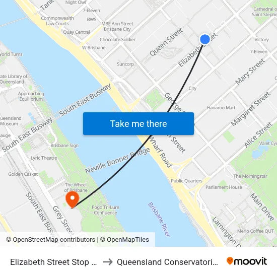 Elizabeth Street Stop 85 to Queensland Conservatorium map