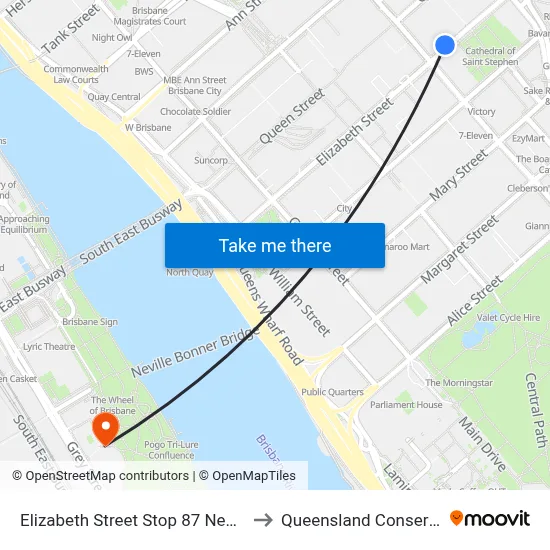 Elizabeth Street Stop 87 Near Edward St to Queensland Conservatorium map
